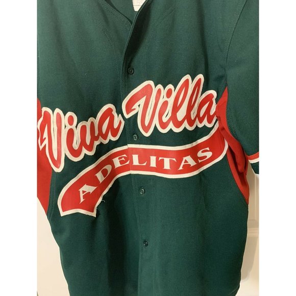 Viva Villa Adelitas Batboy Baseball-shirt Jersey Green Red‎ IBB Mens Sz L - Picture 1 of 6